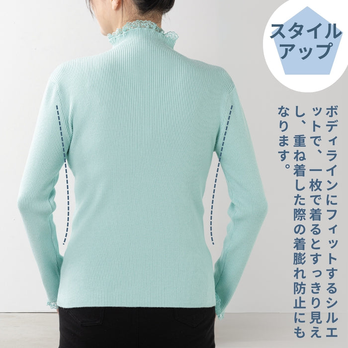 ＜Northmallオリジナル＞衿袖ギャザーレースニット　