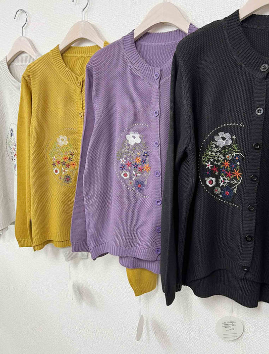 ボタニカル刺繍華やかカーディガン