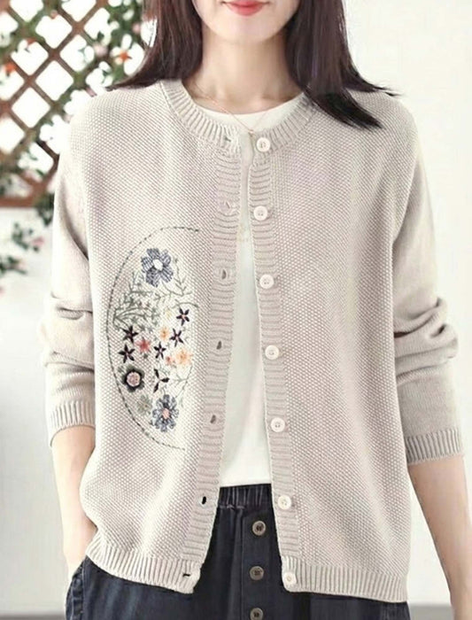 ボタニカル刺繍華やかカーディガン