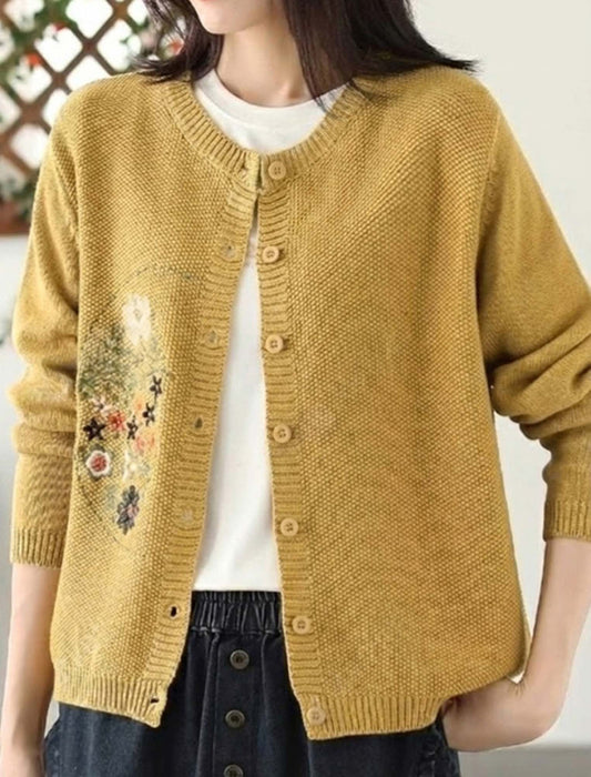 ボタニカル刺繍華やかカーディガン