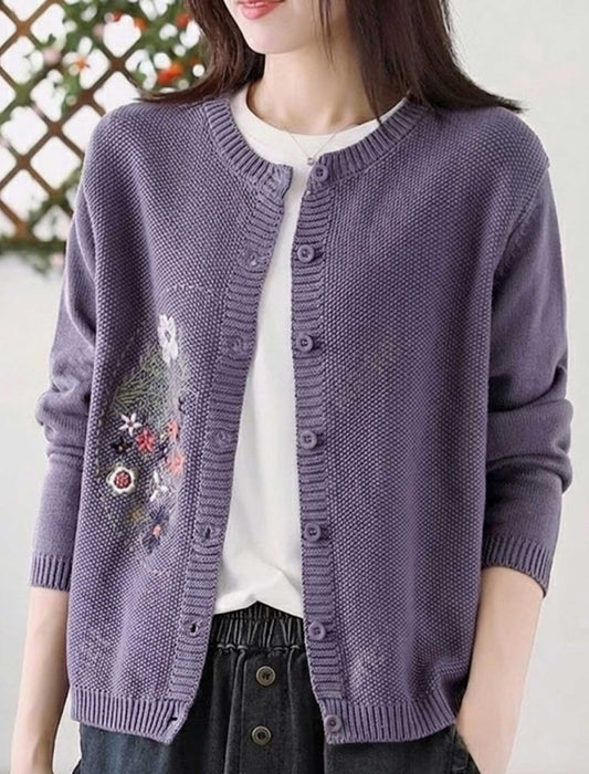 ボタニカル刺繍華やかカーディガン