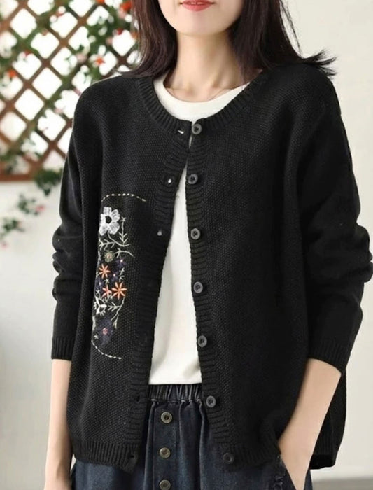 ボタニカル刺繍華やかカーディガン