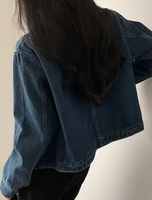 ノーカラーデニムジャケット