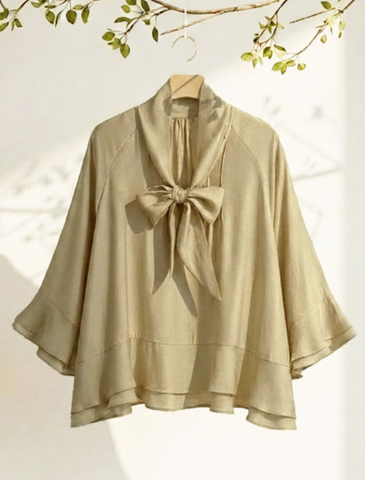 2wayボウタイリボン フレアスリーブ シフォンブラウス