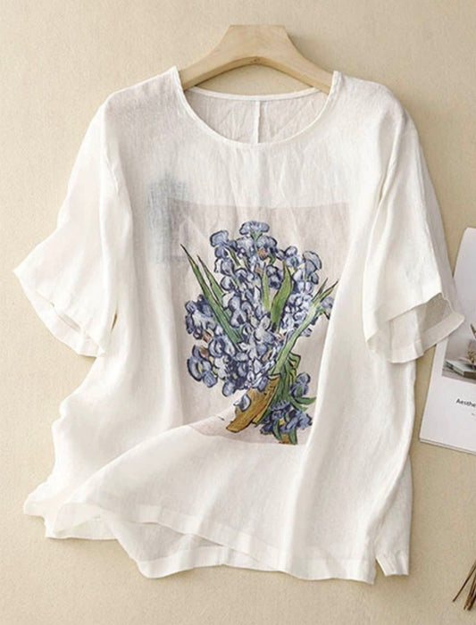 ナチュラル系フラワープリント柄Tシャツ