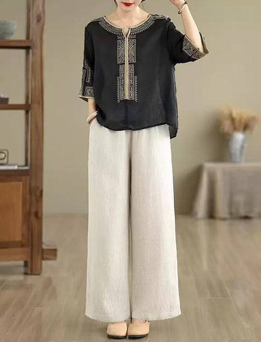 フロント刺繍大人のナチュラルセットアップ　