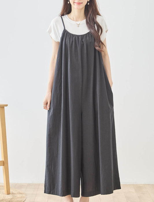 ストライプワイドサロペット