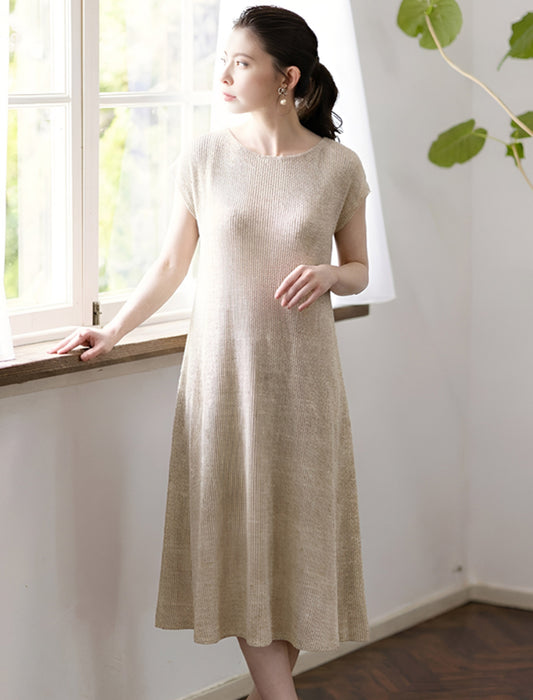 【近日入荷】＜SPECCHIO＞シャトルプリーツ Aラインロングドレス※ベージュは6月中旬入荷予定