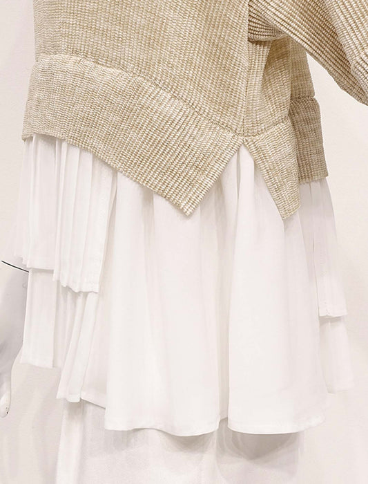 ＜SPECCHIO＞アシンメトリーヘムプリーツシャトルTドッキングプルオーバー