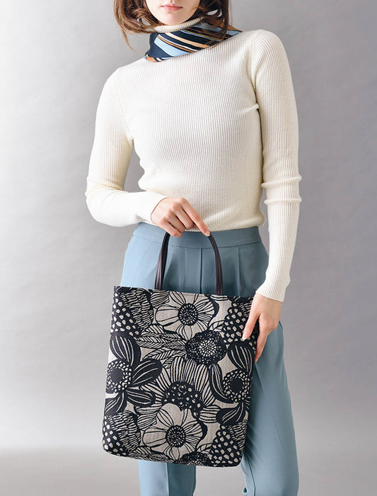 【受注】〈パンクリエーション〉尾州織生地使用花柄トートバッグ