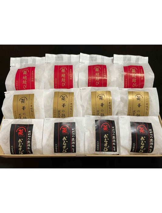【お取り寄せ(送料込)】＜クールフーズHANA＞おむすび12個入り(豊後牛、華の鶏、蛸、各4個)