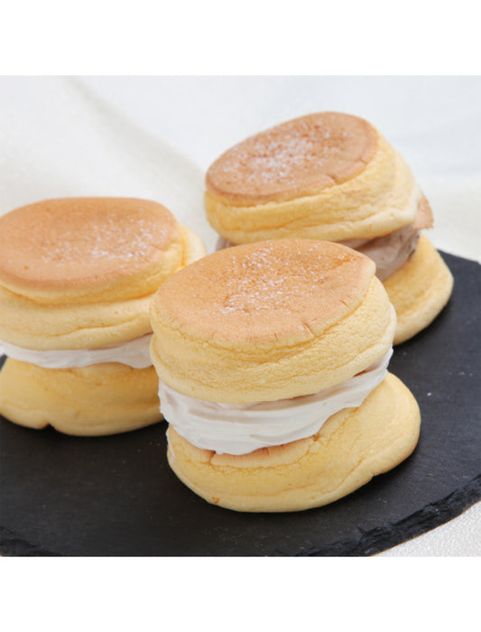 【お取り寄せ(送料込)】＜cafeblow＞ふわふわパンケーキ３種（６個入）（プレーン・塩キャラメル・Ｗチョコ）