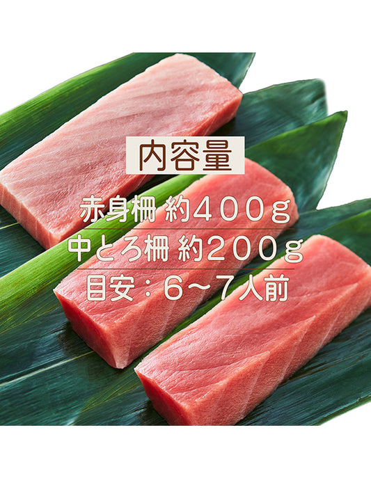 【お取り寄せ(送料込)】＜極寒本鮪＞天然本マグロセットB　赤身約200g×2柵、中とろ約200g×1柵
