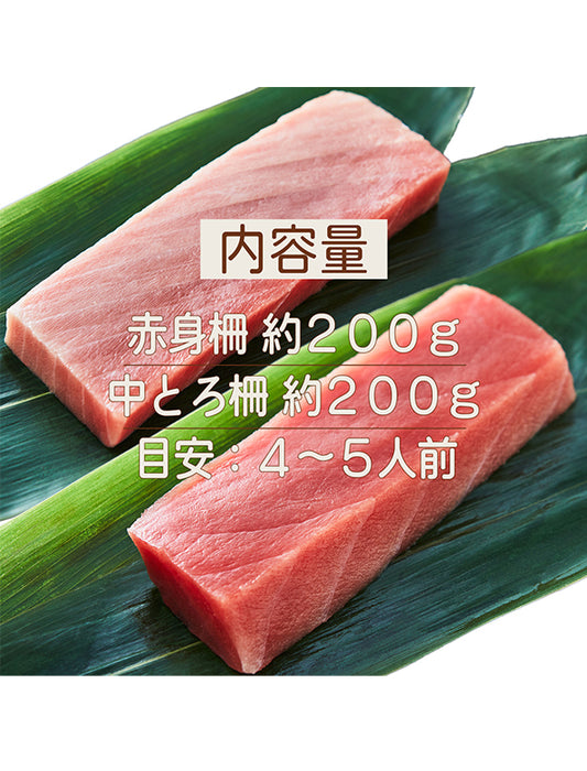 【お取り寄せ(送料込)】＜極寒本鮪＞天然本マグロセットC　赤身約200g×1柵、中とろ約200g×1柵